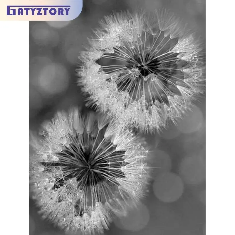 GATYZTORY Full Square Diamond Painting Dandelion 5D DIY Diamond Embroidery Flower Cross Stitch Mosaic Rhinestone Crafts Kit