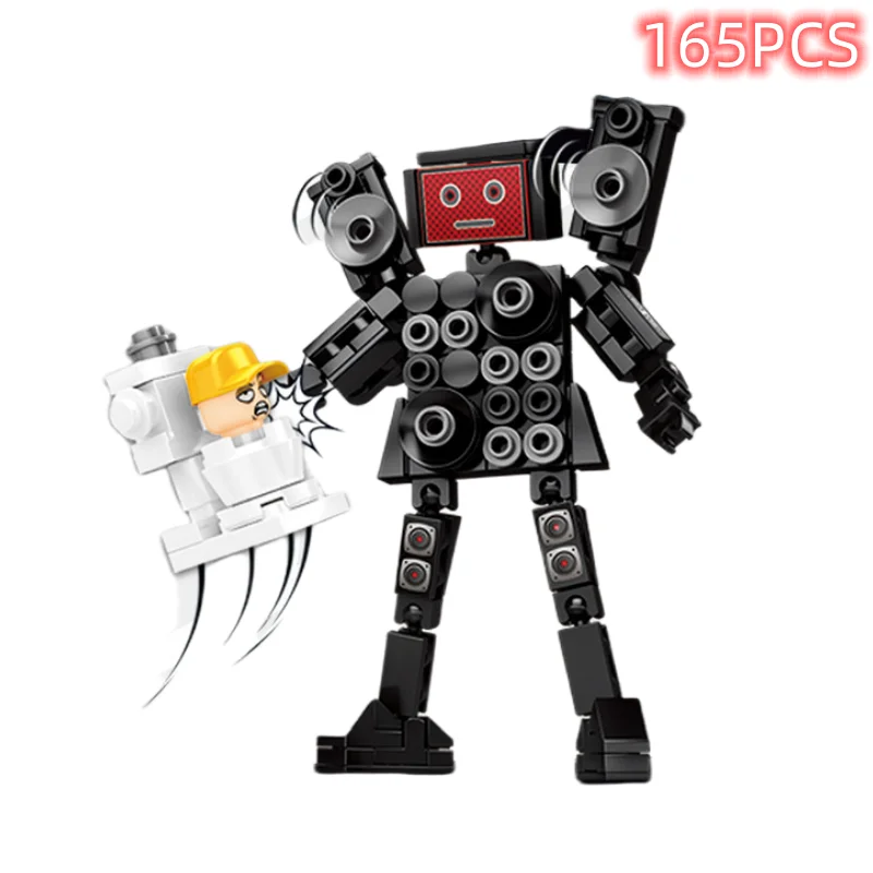 Skibidi Toilet Surveillance Man TV Compatible Building Blocks Mini Model Action Figures Toys Christmas Halloween Birthday Gift