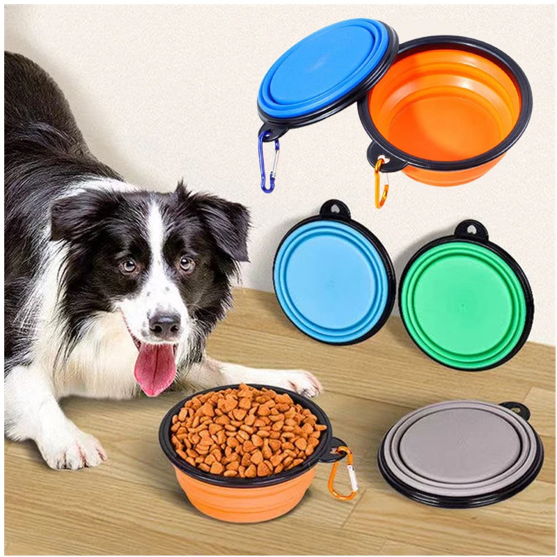 350ml Small 1000ml Large Silicone Folding Bowl Outdoor Portable Dog Drinking Bowl Dog Food Feeder Pet Supplies