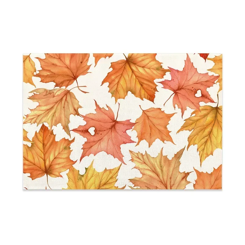 1PC Hello Autumn Maple Leaves Pumpkins Placemats For Dining Table Kitchen Linen 30x40cm Heat Insulation Mats