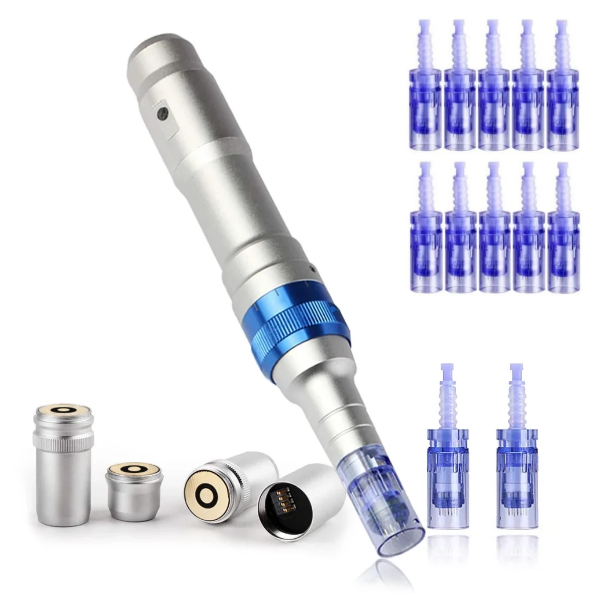 DR PEN A6ระบบปากกาแต้มสิวแบบมืออาชีพไร้สายไฟฟ้าสำหรับใช้ในครัวเรือนชุดกล่องเครื่องมือดูแลผิวพร้อมตลับ2ชิ้น12พินสำหรับผู้หญิง