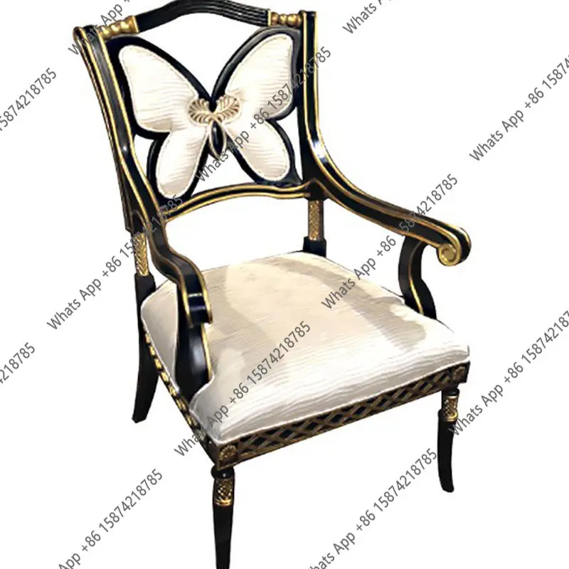 

Modern simple armrest reception chair personalized fashion food light luxury butterfly engraving book chair dressing chair