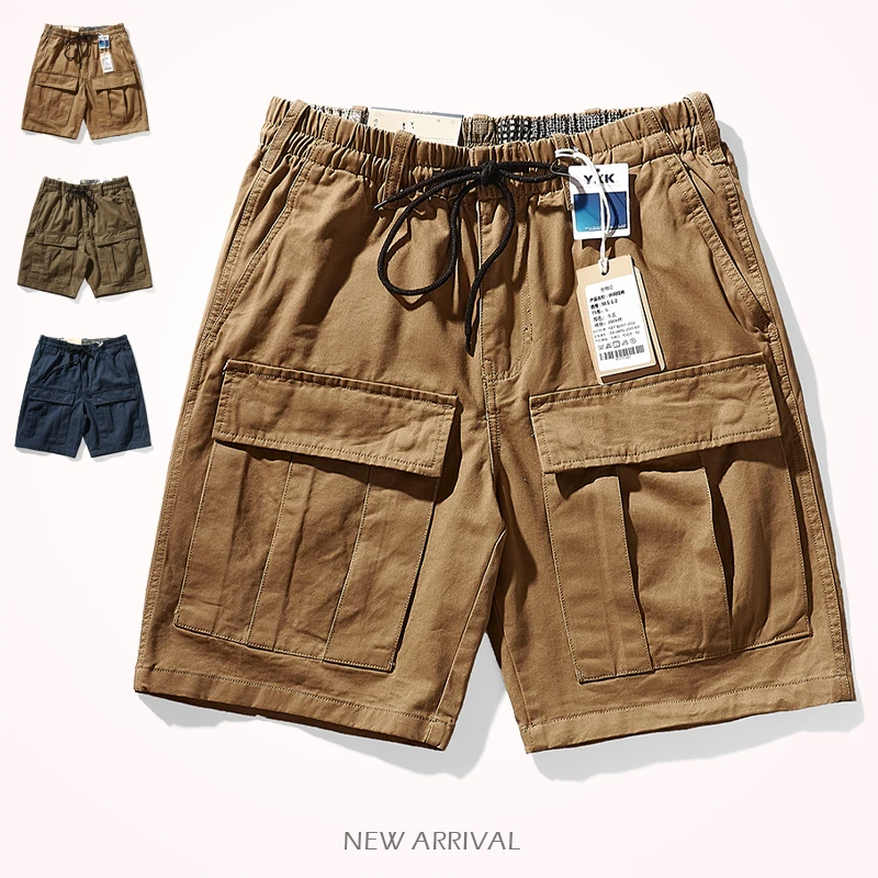 

Summer New American Retro Multi-pocket Tooling Shorts Men's Fashion 100% Cotton Washed Old Loose Straight Casual 5-point Pants