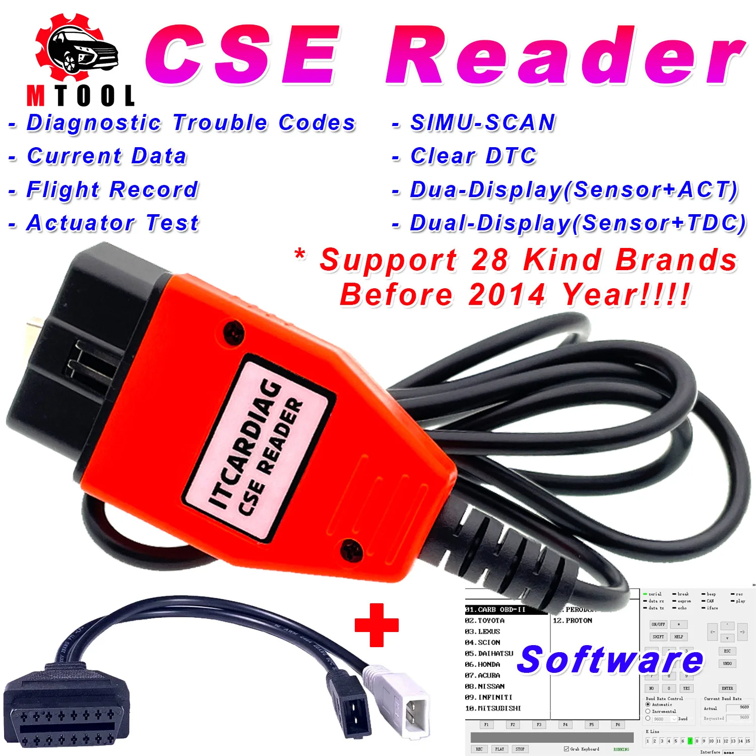 ITCARDIAG CSE Reader OBD 2 Code Scanner Replace Hi-Scan Pro CarmanScan 1 Read Trouble Codes Clear DTC Current data Actuator test