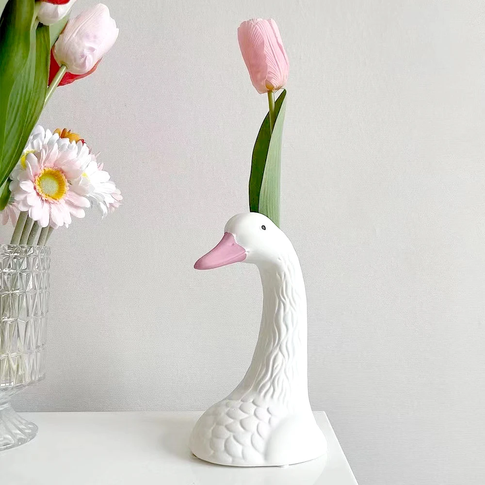 

Swan Flower Vase Pink Gold Elegant Funky Design Vases Living Room Office Table Home Garden Decoration Flower Bottle Swan Vase