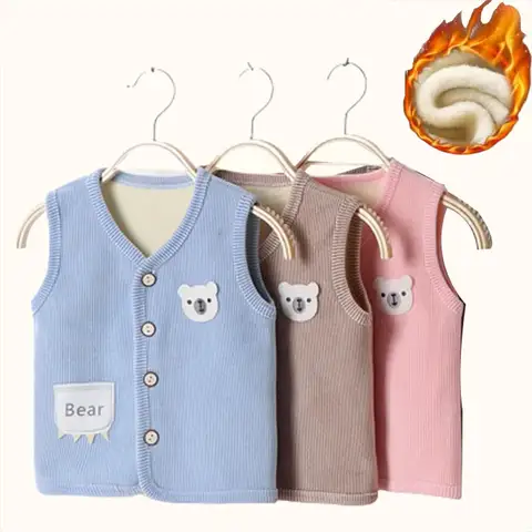 Kids Clothes Waistcoat Children's Vest Boy Girl Thicken Velvet Lining Keep Warm Jackets Vest Children's Clothing Autumn Winter