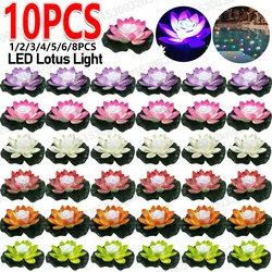 1-10pcs Artifical Floating Lotus Night Light 18cm LED Energy Saving Lotus Lamp Waterproof Garden Pool Pond Fountain Decoration