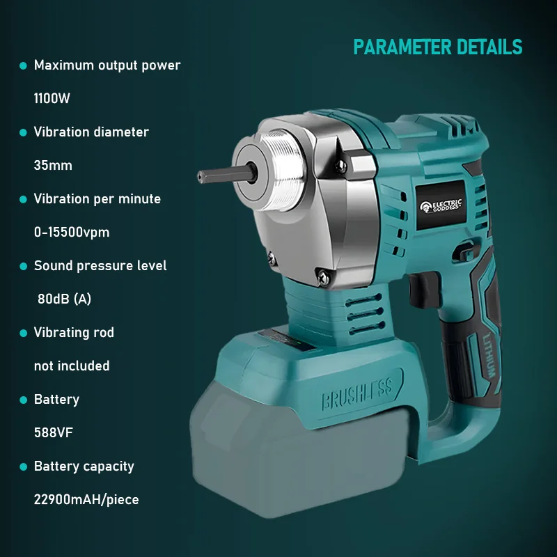 Makita-Vibromasseur électrique sans fil pour béton Assad, outil électrique, batterie 18V, ciment, déesse, 1100W