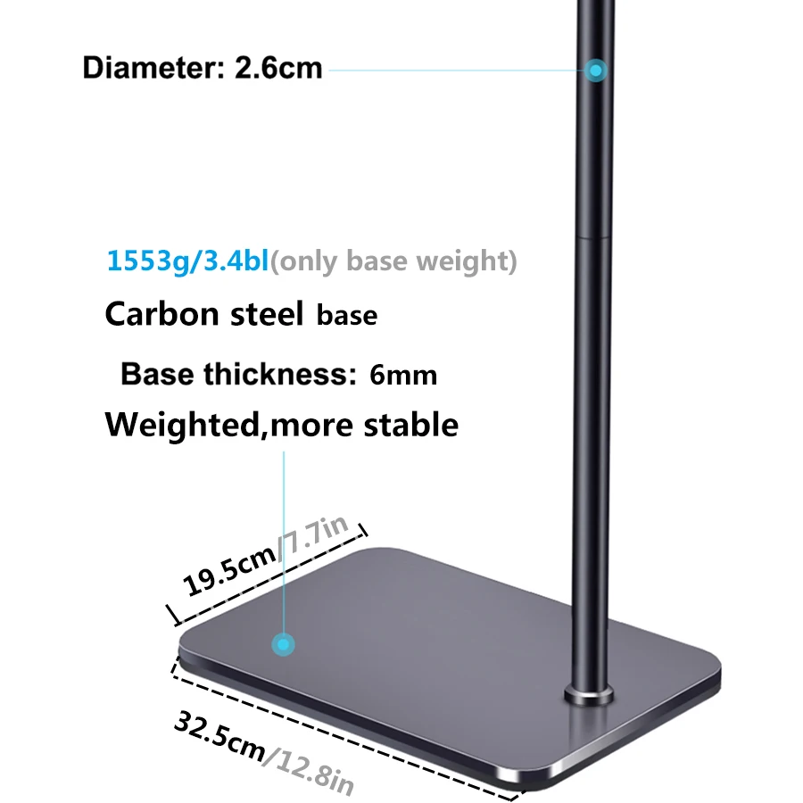 Утяжеленные подставки из углеродистой стали, монопод с гибким металлическим держателем на гибкой стойке для мобильных телефонов, планшетов, ПК