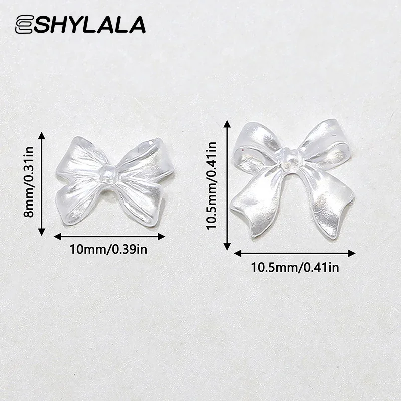 50Pcs White Ribbon Parts Ribbon Decorations For Nail Charms Flat Back Nail Figures Tie Resin For DIY Charms Manicure Accessories