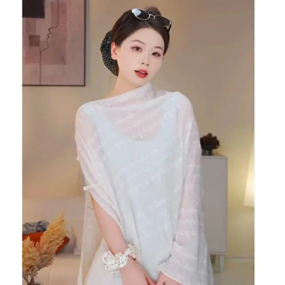 

Multicolor Sunscreen Shawls Long Style Dual-Use Design Dual-Use Scarves Beachwear Seaside Holiday Long Scarves Summer Season