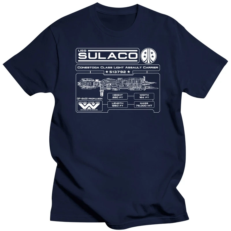 USS Sulaco Spaceship Specifications Plaque T Shirt. New 100% Cotton Short Sleeve O-Neck T-shirt Casual Mens Top