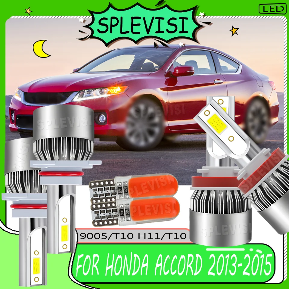 Car Lights Bright White 6000K LED Headlights Free T10 Bulbs- Simple Setup Quick Installation For Honda Accord 2013 2014 2015