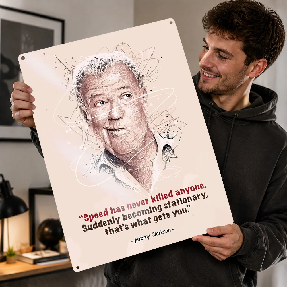 Jeremy Clarkson Speed Portrait Printed Poster Scribble Wall Art For Home Office Customized Aluminum Metal Sign Motoring Fan Gift