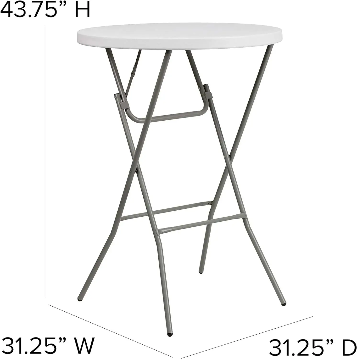 Ronde Opvouwbare Barhoogtetafel, Indoor/Outdoor Kunststof Bar Hoogte Klaptafels, Set Van 4, Wit