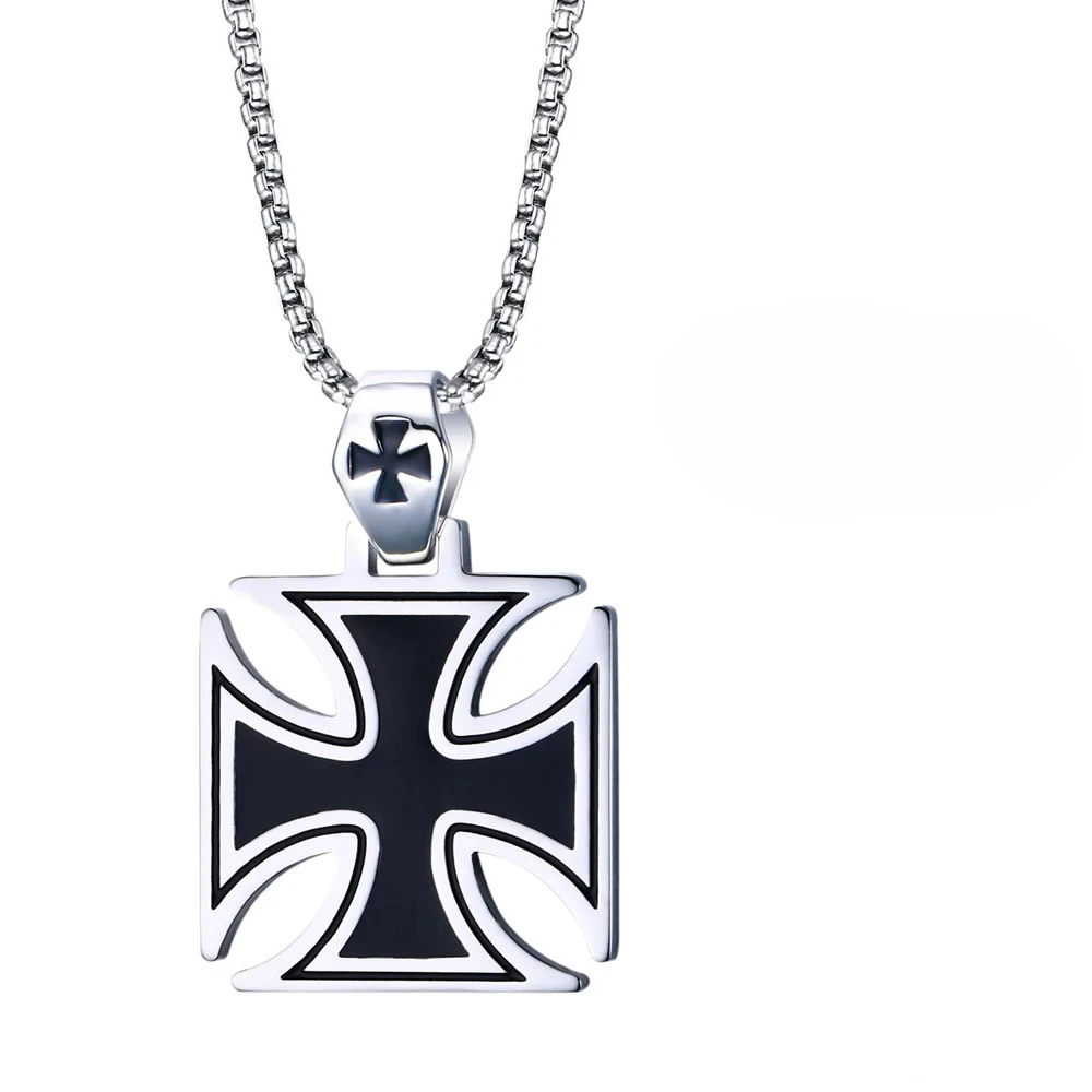 Fashion Knights Templar Iron Jewelry Sets for Men Boy Cross Necklace Pendant Earrings Maltese Male 24Inch Chain