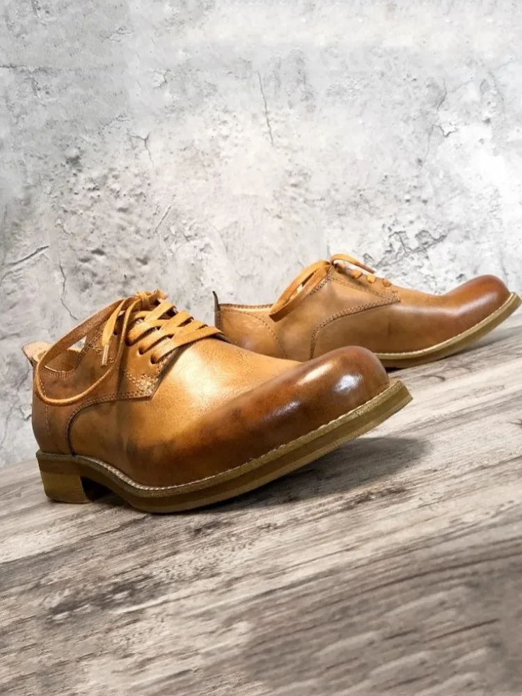 Vintage Design Square Toe Mens Derby Shoes Office Men Lace Up