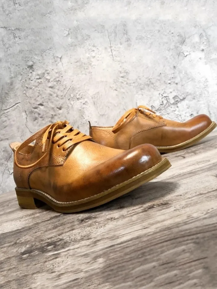 Vintage Design Square Toe Mens Derby Shoes Office Men Lace Up