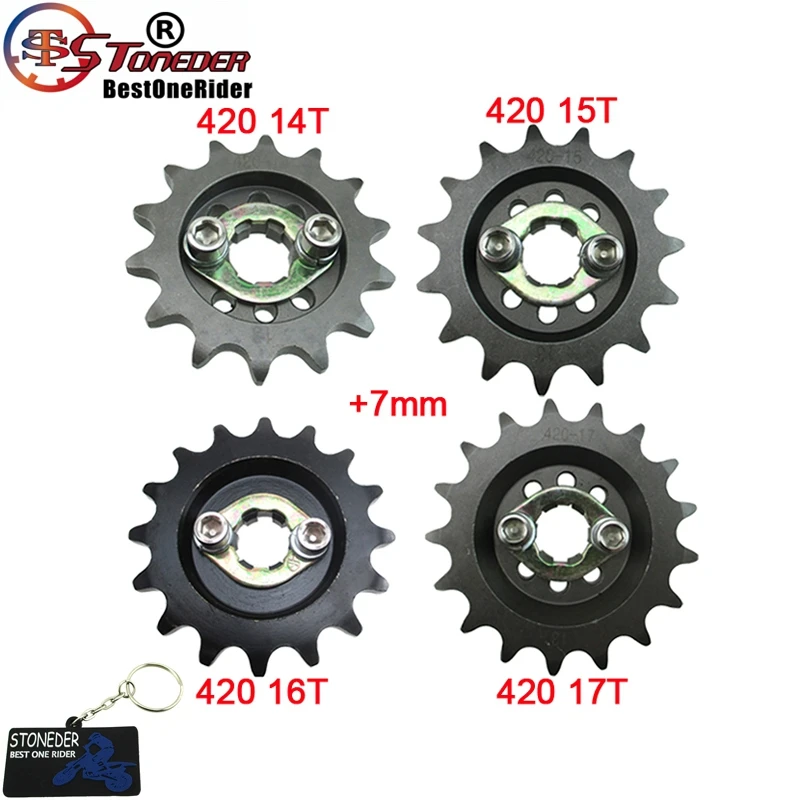 STONEDER Offset Front Sprocket +7mm 420-14T 15T 16T 17T For Zongshen ZS190 Daytona Anima 190cc 212cc Engine