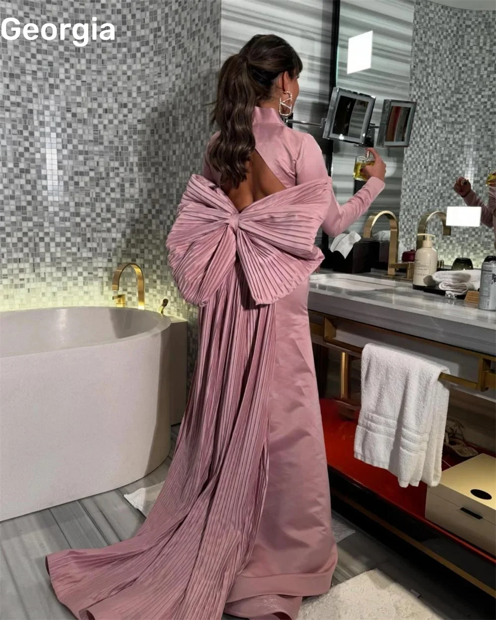 Evening Dress Customize A-Line Square Neckline Floor-Length Elegant And Pretty Women'S Dresses Pink Ruffle Zipper Up Cocktail Dr
