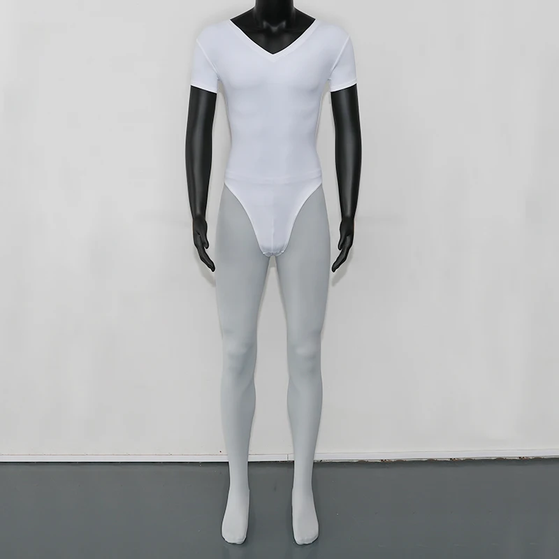 Mens Gymnastic Leotard Bodysuit for Ballet Dancing Short Sleeve Acrobatics Stretchy Gymnastics Leotard Jumpsuit Dancewear