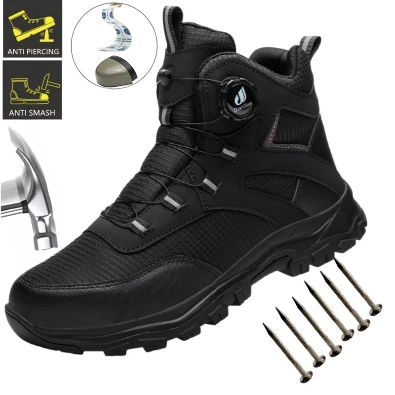 Men's Waterproof And Anti Slip Safety Shoes, Anti Smashing And Anti Stabbing Comfortable Industrial Protective Safety Boots