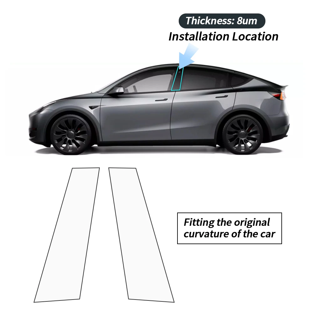 TPU Car Exterior Pillar Protective film Center Column Film For Tesla Model 3 Y 2017-2023 Car Transparent Decoration Accessories image 3