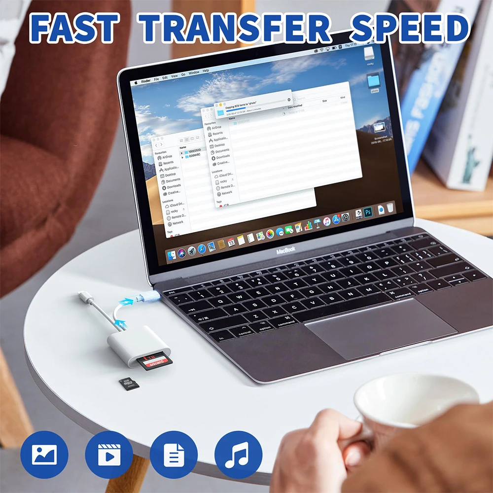 Lettore di schede multiple 2 in 1 C + L Lettore di schede di memoria SD TF ad alta velocità per iPhone 16 Adattatore convertitore di ricarica Huawei Samsung ﻿