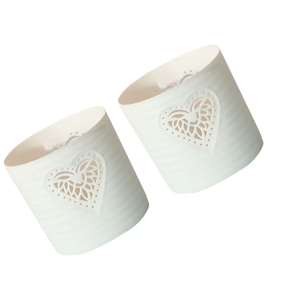 

2Pcs Creative Desktop Adornment Heart Candlestick Stylish Holder for Indoor Outdoor Use Home Decor Stand