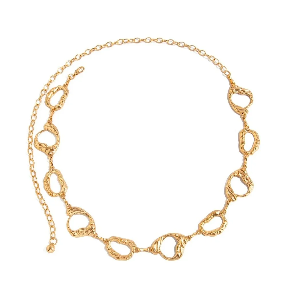 فاسق الهيب هوب الجوف التدريجي الخصر سلسلة المرأة بيكيني حزام غير النظامية Y2k أحزمة وسط معدنية مجوهرات اكسسوارات