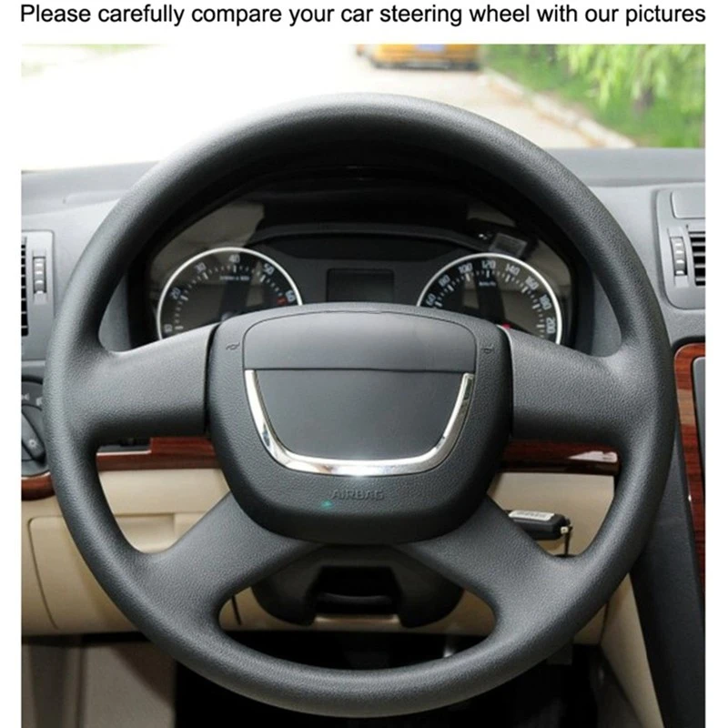 DIY Black Soft Artificial Leather Car Steering Wheel Cover for Skoda Octavia Superb 2012 Fabia Skoda Octavia a5 2012