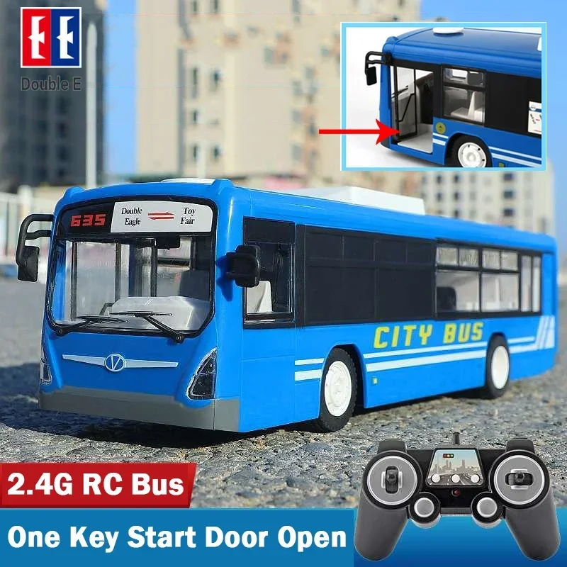 Double E E635 RC Bus 6CH Remote Control Car Open Door Tour Bus with Sound Light Electronic Vehicle Model Kid Toy Birthday Gifts