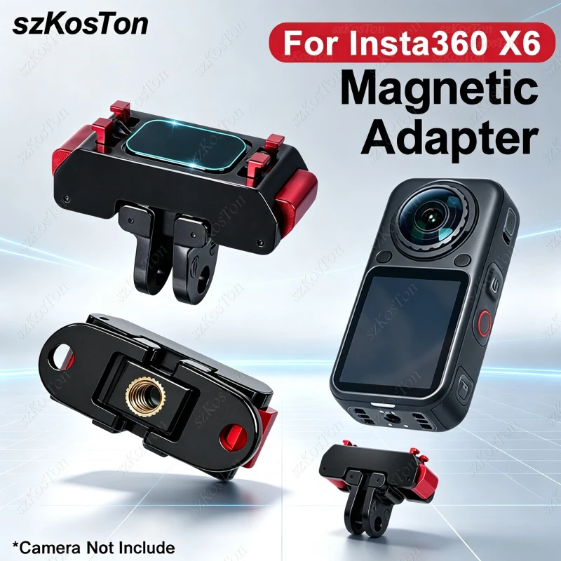for Insta360 X6 Magnetic Quick Release Mount Dual Interface 1/4 Thread Interface Foldable Adapter Base for Insta360 X6 Camera