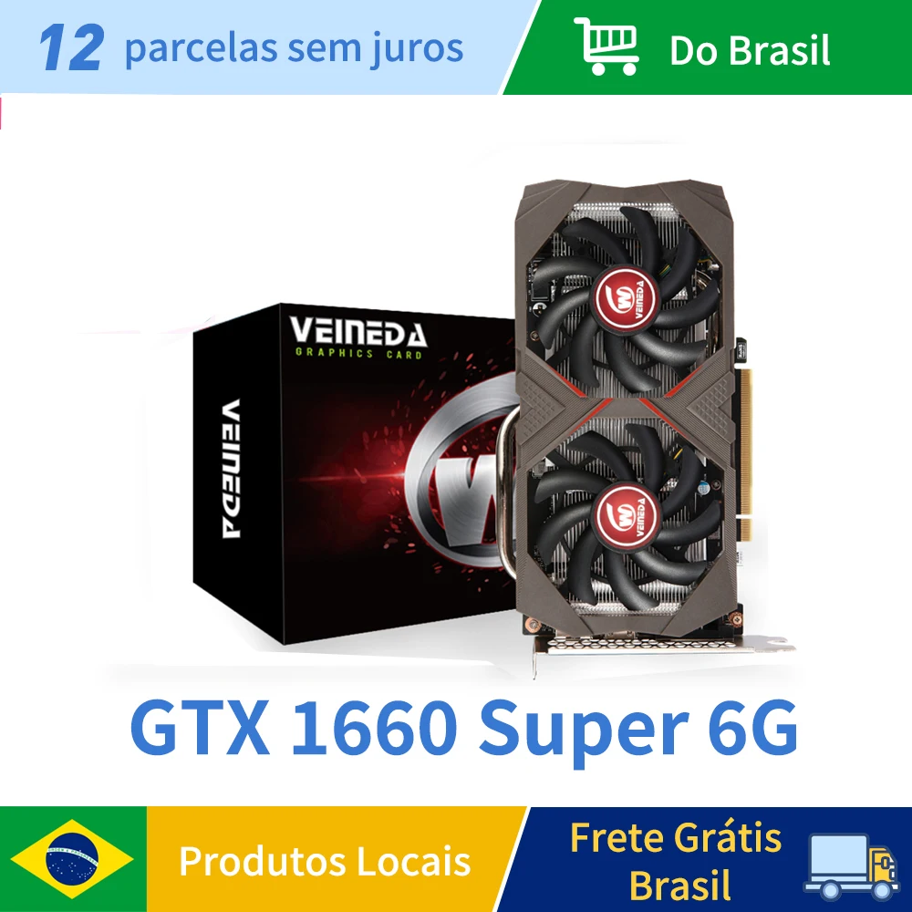 VEINEDA  gtx 1660 6GB Graphics Cards 192Bit GDDR5 GTX 1660 Super 6G  GPU PC Video Card for nVIDIA Geforce games Refurbished