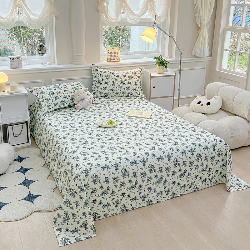 1 printed sheet floral Nordic style Single Double bedding Single Student dormitory bedding (pillowcase not included)