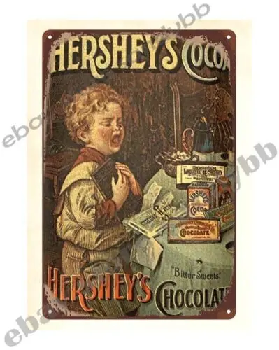 1p,1980s Hershey's Cocoa chocolate metal tin sign poster metal wall decor