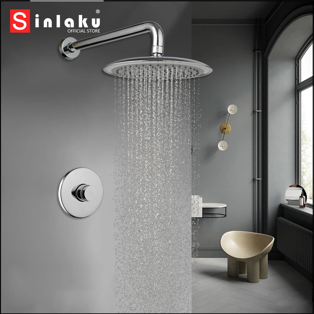 

SINLAKU One Click Water Outlet Delayed Water Stop Outdoor Public Rainfall Shower Faucet Set Chrome Only Cold Taps Faucets