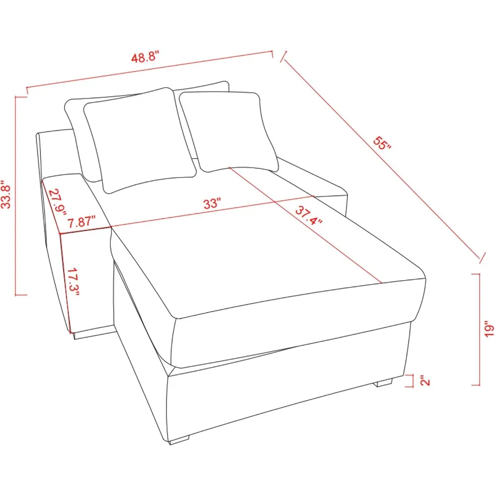 Oversized Singel Chaise Lounge Chair with Thicked Cushions, Comfy Corduroy Upholstered Indoor Leisure Sofa Recliner, Sleeper