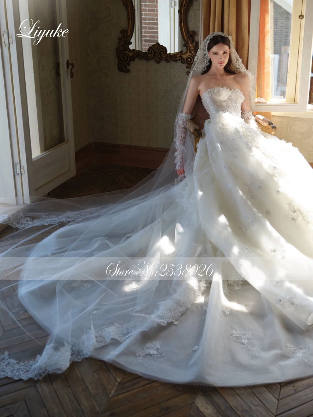 Liyuke Custom Made Alluring Beading 3D Applique 2 In 1 Mermaid Wedding Dress Romantic Removable Train Sweetheart Bridal Gowns