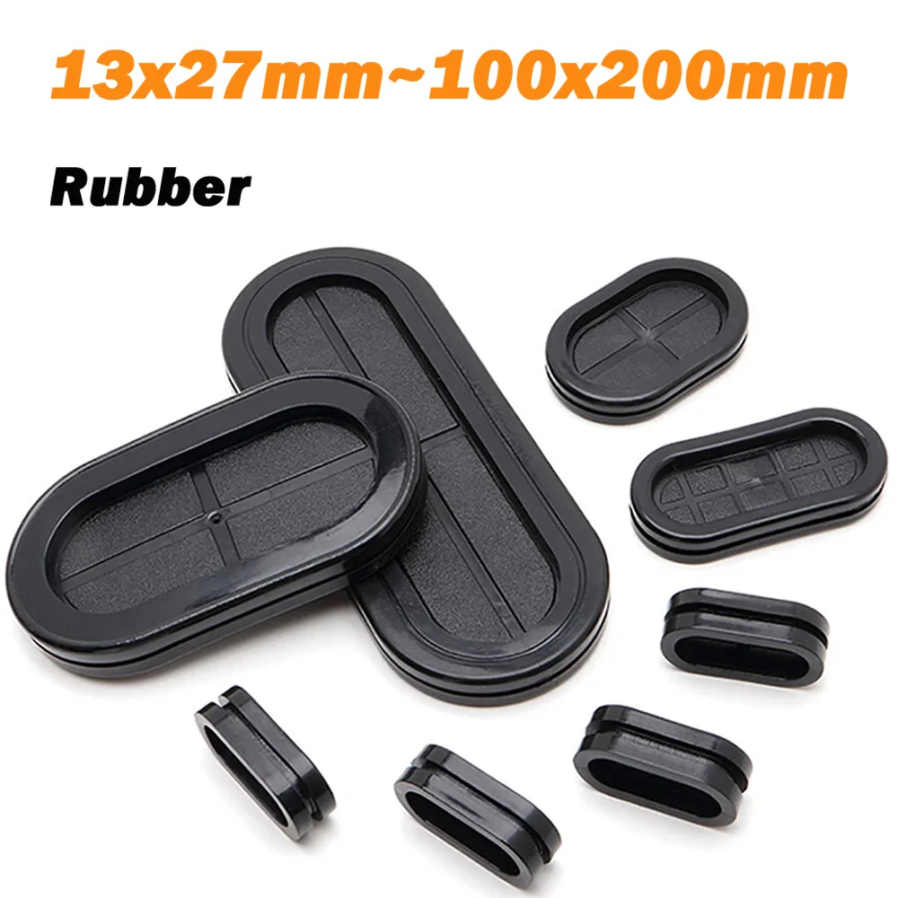 Oval Blanking Grommets Length 13~100mm Rubber Closed Blind Plug Bung Cable Wiring Protect Bushes