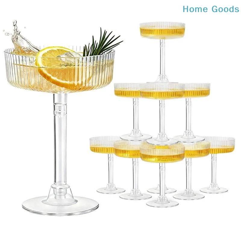 preferred10Pcs Reusable Clear Plastic Martini Glasses Leakproof Dessert Cups Toasting Flutes for Wedding Outdoor Picnicproduct