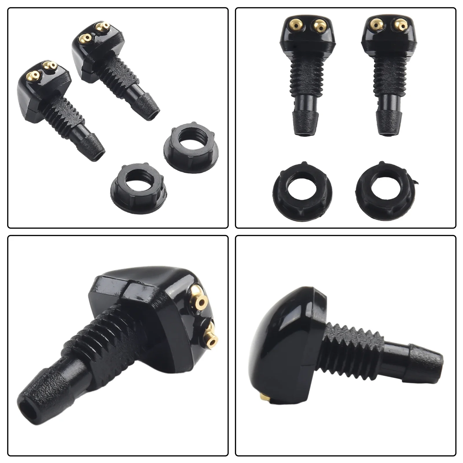 2Pcs Car Wiper Washer Nozzles Windshield Washer Wiper Water Spray Nozzle Black Washer Nozzle Fits Most Car Models