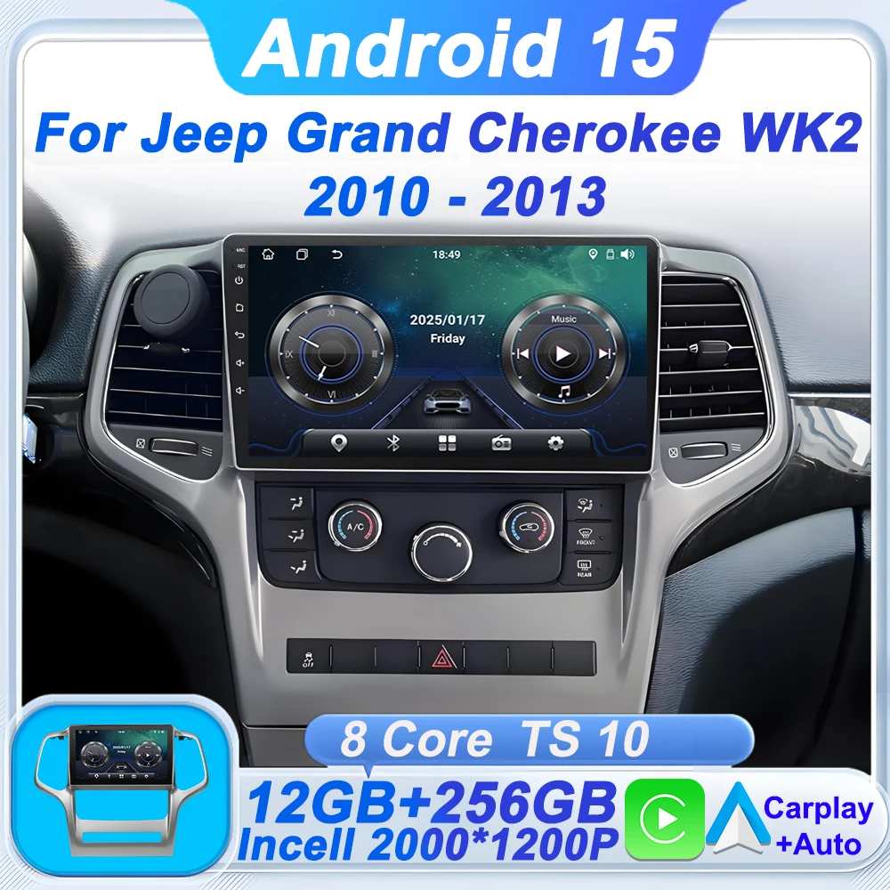 

2 Din Android 15 For Jeep Grand Cherokee WK2 2010 - 2013 Car Radio Multimedia Player Stereo Carplay Navigation GPS 8 Core Wifi