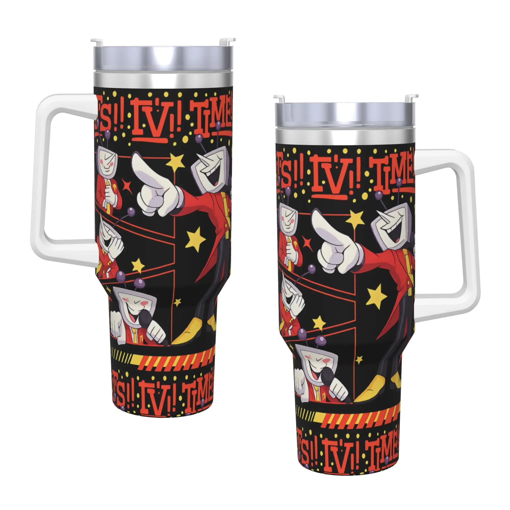 Tenna Deltarune Game, It’s TV Time Meme Video Game Stainless Steel Tumbler Thermal Cups With Straws and Lid Large Mugs Cup