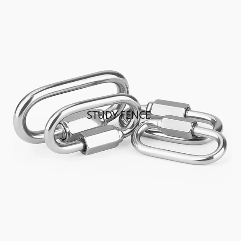5pcs Stainless Steel Elliptical/triangular Connecting Ring, Runway Buckle, Climbing Insurance Buckle, Chain Buckle Ring