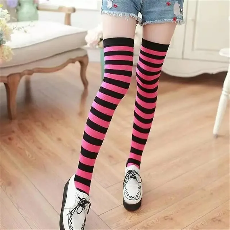 Women's Socks Colorful Stripes Personalized Fashionable Cool Long Tube Socks Gothic Style Japanese Punk Jk Calf Stockings Girl view 3