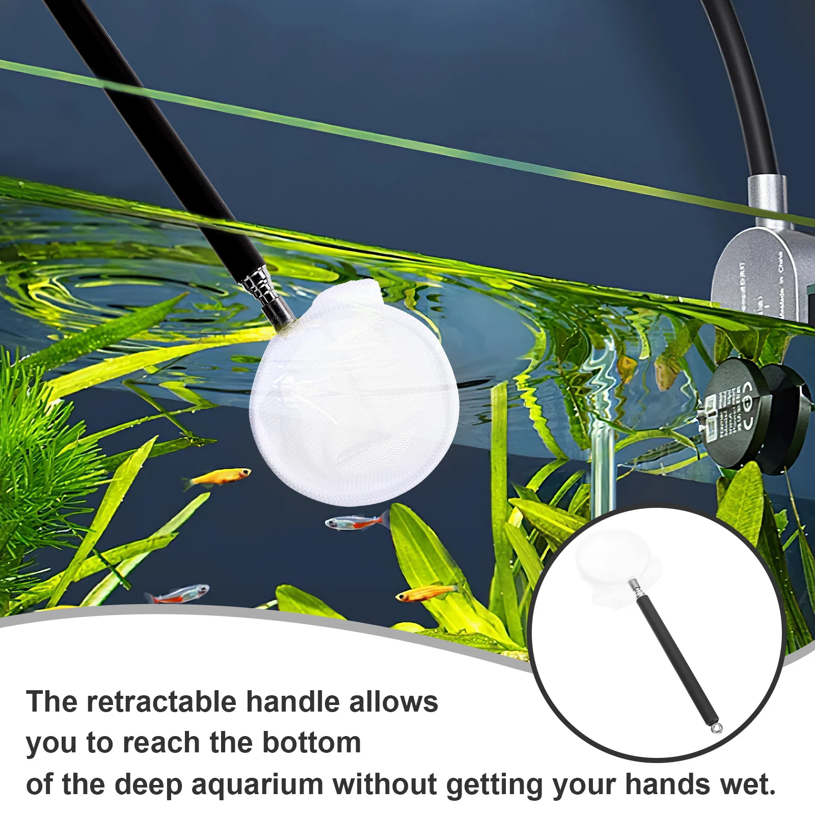 

Fish Net Shrimp Net Extendable Stainless Steel Handle Soft Mesh for Aquarium Tank Small Fish Catching Releasing