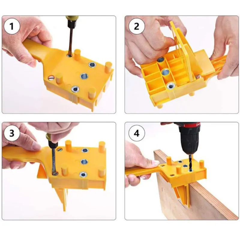 Wood Doweling Jig Punch Locator Drill Guide Drill Hole Puncher Handheld Woodworking Pocket Hole Jig Kit for Wood Dowel Joints