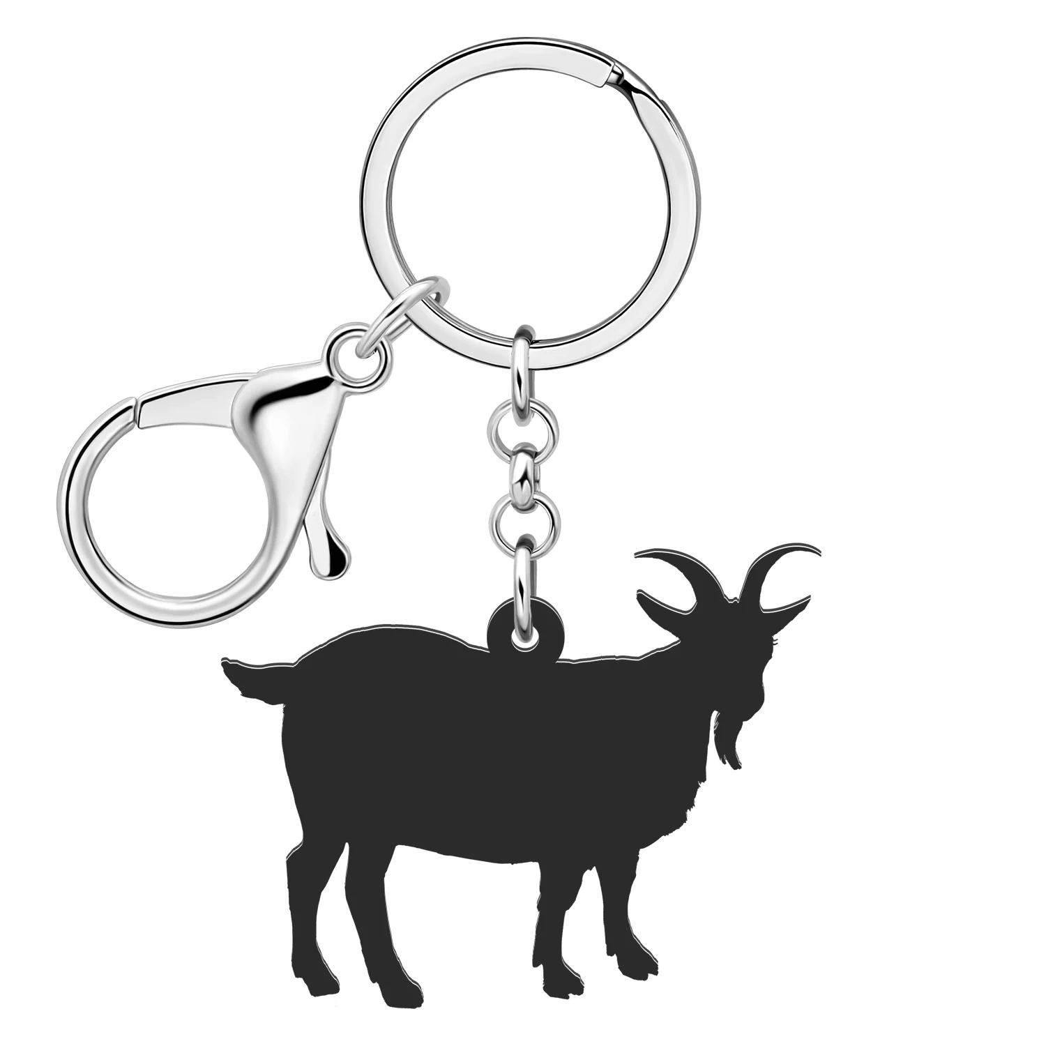 Bonsny Acrylic Cute Horn Goats Key Ring Novelty Animals Keychain Key Chains For Women Friends Gifts Car Wallets Charms Jewelry