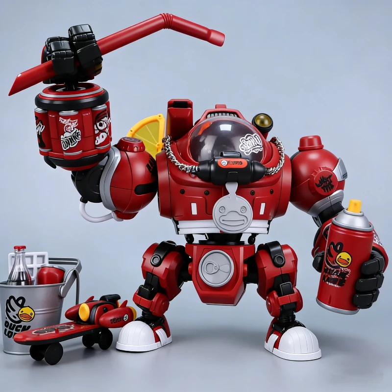 B.Duck Hiphop Duck 21 cm Mecha Model Kit Coke Thema Anime Action Figure Met Water Decals Eenvoudige Montage Speelgoed Desktop Ornament Gift